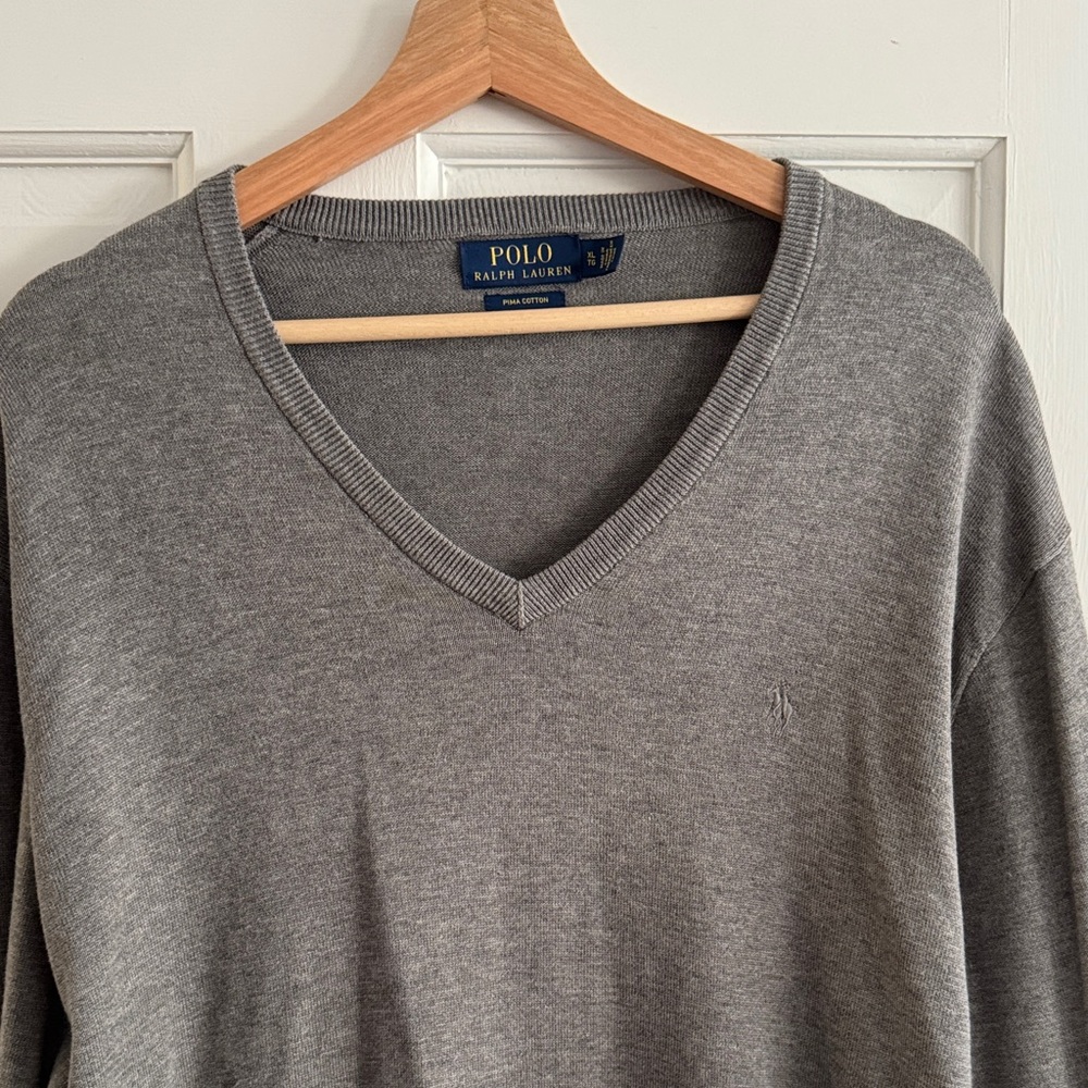 Polo by Ralph Lauren Charcoal V-Neck Sweater for Men